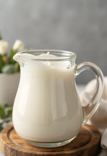 Rjómi í glerkönnu og þeyttur í lítilli skál
