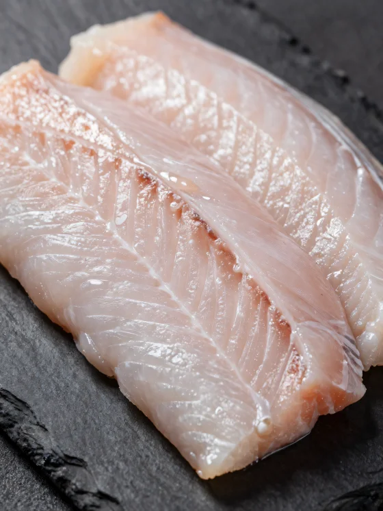 Fersk álaflök með kryddi á viðarbretti