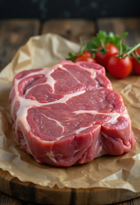 Ferskir geitakjötsbitar með kryddjurtum, hvítlauk og chili