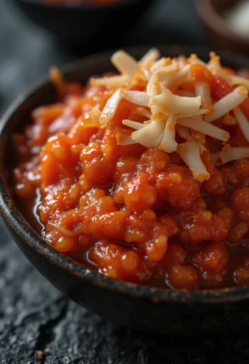 Hrá kimchi hráefni á viðarfleti: kínakál, gochugaru, hvítlaukur, engifer, vorlaukur, hrísgrjónamauk, hreðka og gulrót
