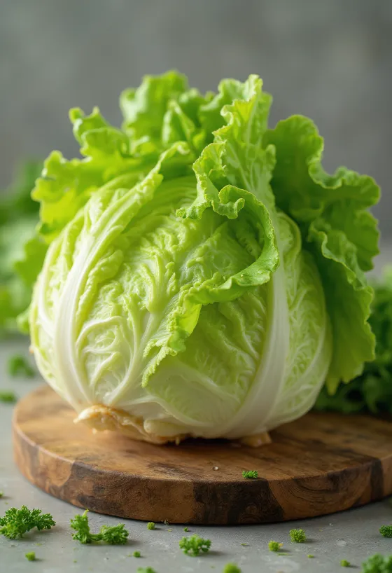 Ferskt höfuðsalat, innri blöðin sýnileg