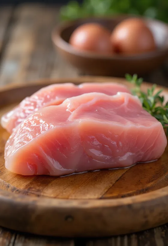 Mynd af albacore túnfiskflaki á skurðarbretti