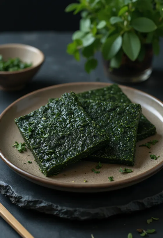 Þurrkuð nori-blöð, nákvæm áferð og skærgrænn litur