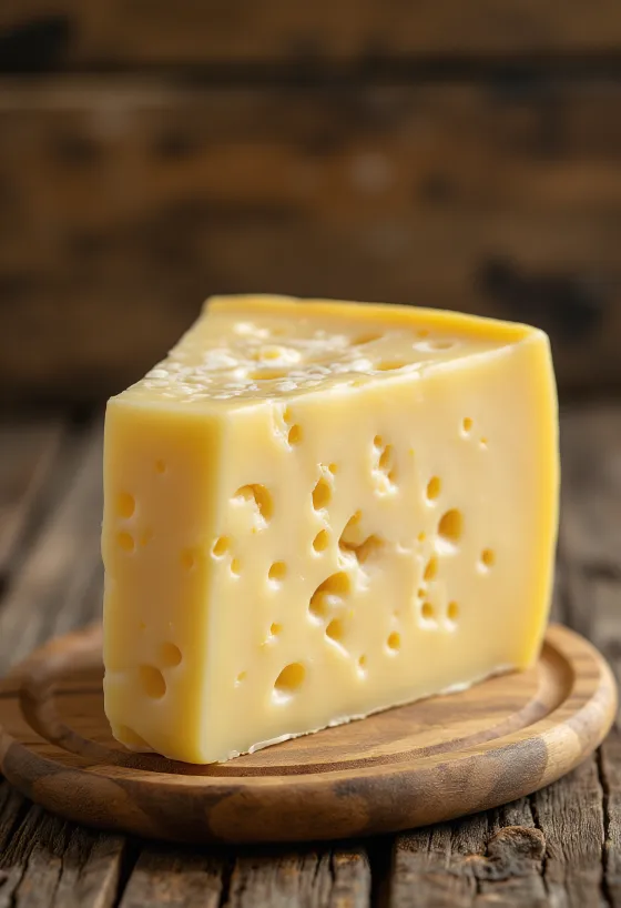 Ferskur Trappist-ostur í hvítri keramík skál á tréborði