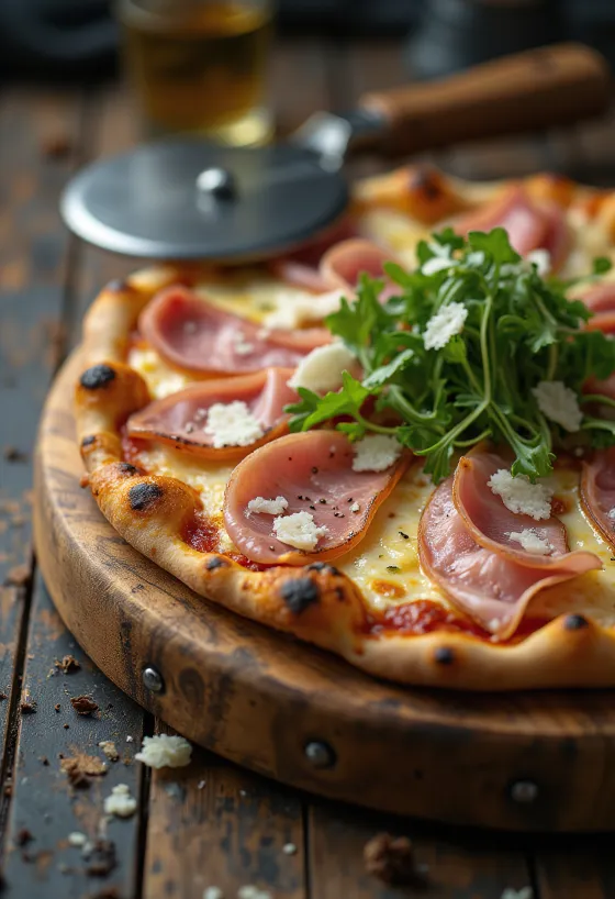Pizza con Speck e Rucola með speck skinku og klettasalati