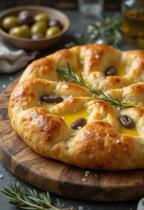 Pizza Focaccia með rósmarín og ólífuolíu