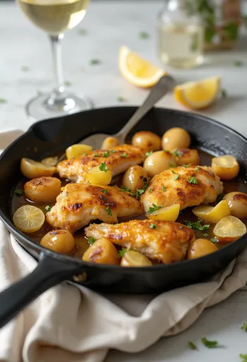 Pollo al ajillo borinn fram á fati