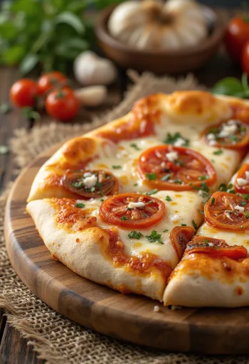 Pizza ai Pomodori Secchi með sólþurrkuðum tómötum og osti