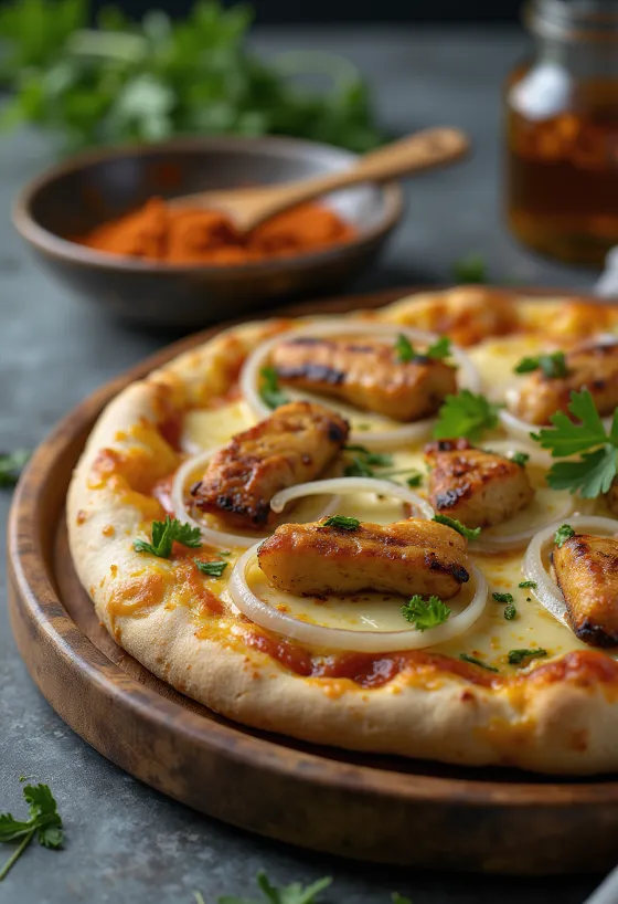 Pizza Ghanaian Style með grilluðum kjúklingi og kóríander