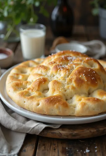 Mjúkt rjóma-focaccia á borði