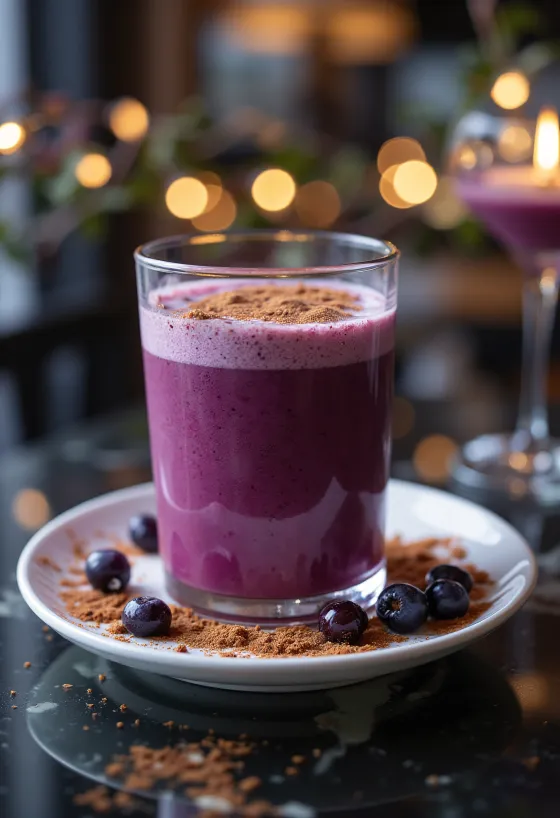 Kanil- og ylliblómasmoothie borinn fram í glasi