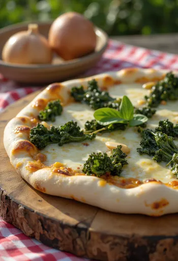 Pizza al Cavolo Nero með svartkáli og osti