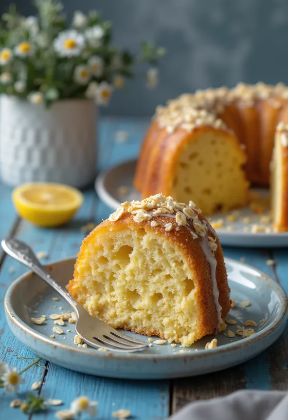 Hafragrjóna- og kotasælukaka á diski