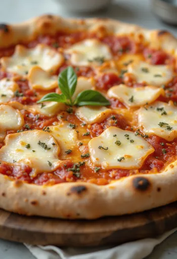 Pizza al Grana Padano með osti og basilíku