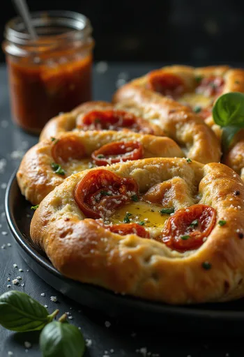 Focaccia með rauðu pestói og parmesan