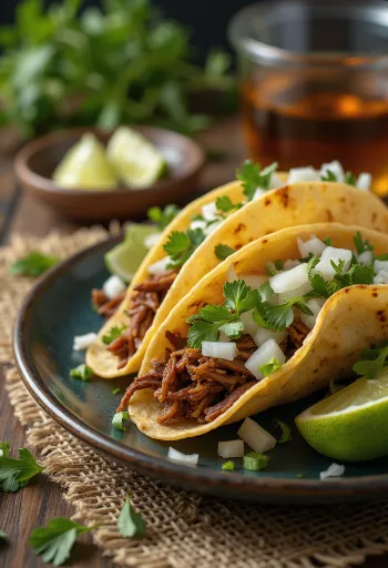 Pulled Beef Taco, meyrt nautakjöt í tortillu, með kálsalati og kóríander