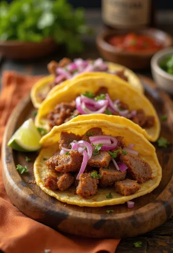 Lengua Taco með hægeldaðri nautatungu, kóríander og rauðlauk