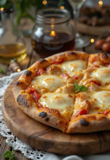 Reykt provola ostapizza með mozzarella og basilíku