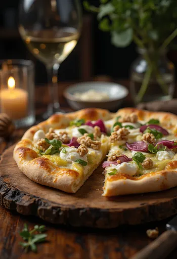 Radicchio pizza með gorgonzola og valhnetum