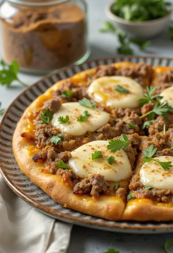 Pizza Maroccaine með lambahakki og kóríander