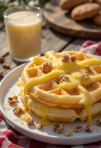 Eggjalíkjörsvöfflur bornar fram