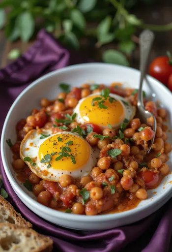 Veganskt eggaldingratín með kjúklingabaunum