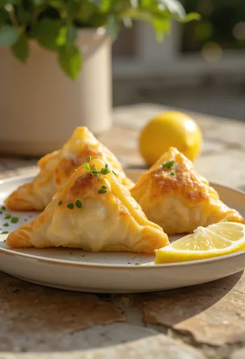 Samosa með kræklingi og rjóma borið fram