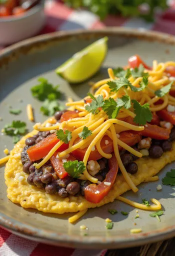 Ekta mexíkósk huarache með baunum og osti