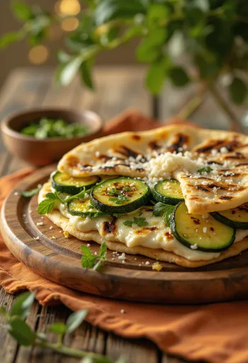 Piadina með basilíku-kremi og grilluðum kúrbít