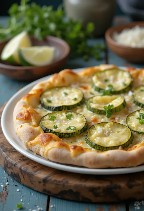 Pizza al Zucchini með kúrbít og ostum