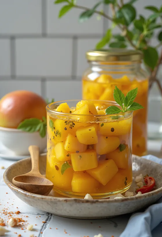 Achar indverskt súrsað mangó í krukku