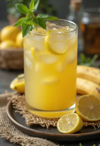 Banan- og myntulímonaði í glasi
