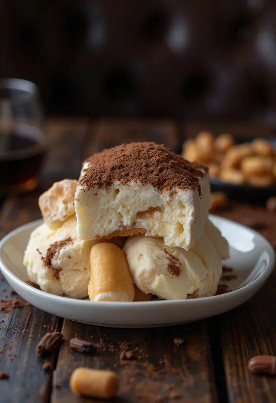 Tiramisu ís borinn fram