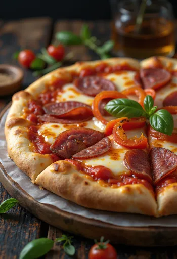 Pizza alla Campagnola með salamí og grænmeti
