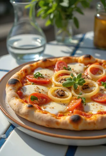 Pizza Pugliese með rauðlaukshringjum og ansjósum