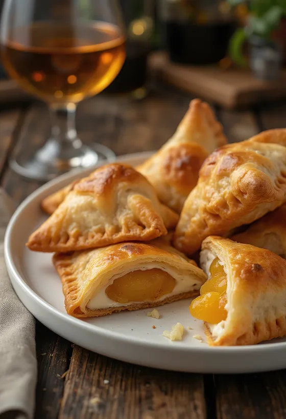 Samosa með Tokaji Aszú og apríkósum á borði