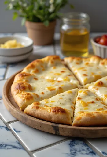 Pizza alla Crema með rjómaosti og basilíku