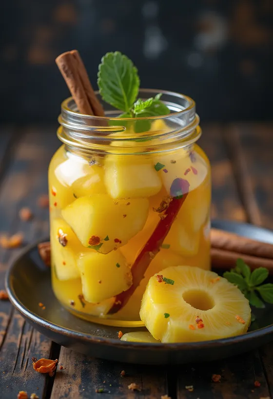 Sterkur sýrður ananas í krukku