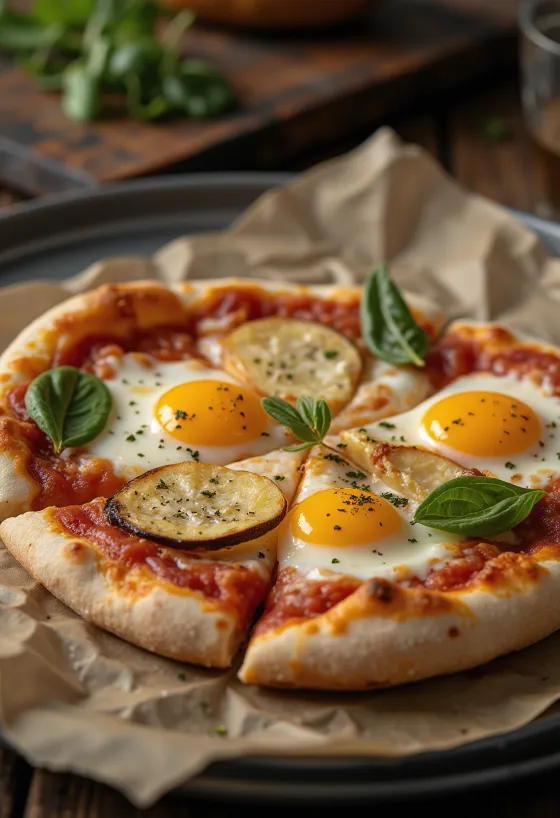 Pizza alla Melanzana með eggaldini og mozzarella