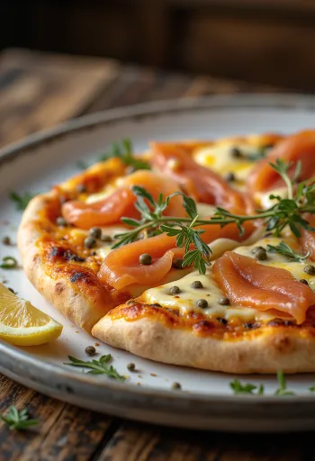 Pizza à la Norvégienne með reyktum lax, kapers og sýrðum rjóma