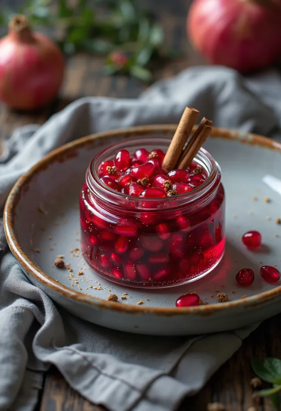 Sterk granateplafræ í legi framreidd