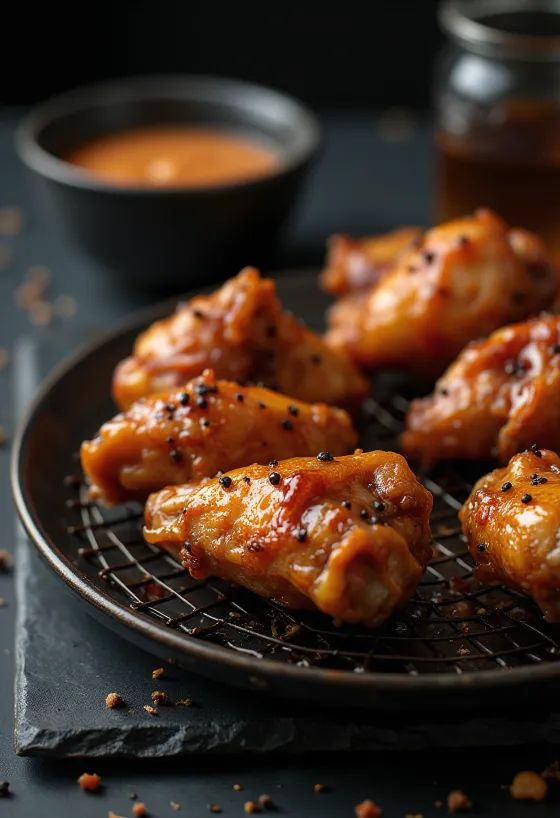 Ofnbakaðir kjúklingavængir bornir fram stökkir