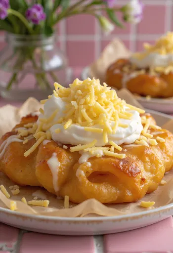Lángos ungverskt olíusteikt brauð nýsteikt