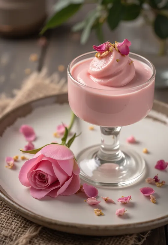 Rósavatns panna cotta í glasi