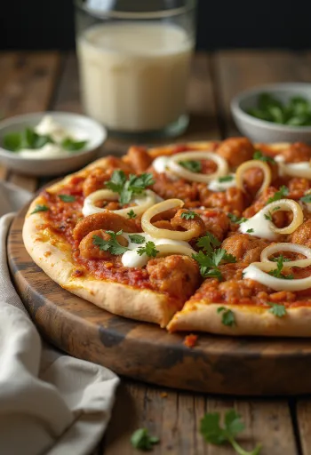 Tandoori chicken pizza með indversku kryddi og kóríander