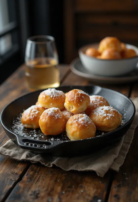 Æbleskiver danskar kúlupönnukökur með flórsykri