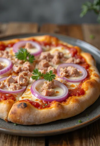 Pizza al Tonno e Cipolla með túnfiski og rauðlauk
