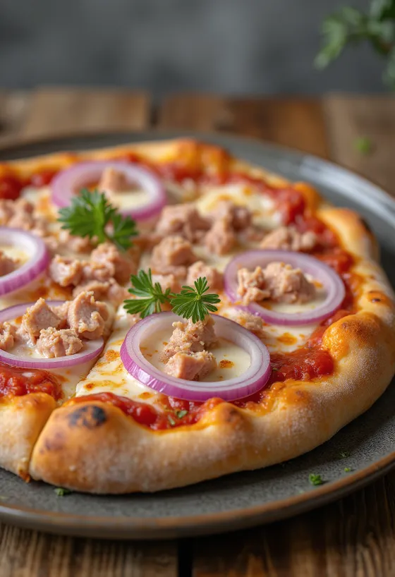 Pizza al Tonno e Cipolla með túnfiski og rauðlauk