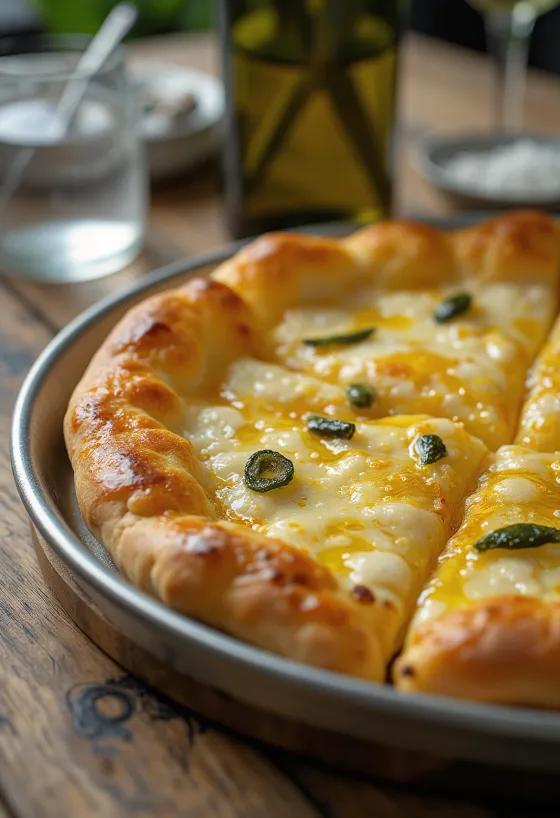 Pizza all’Olio með extra virgin ólífuolíu og ferskum kryddjurtum