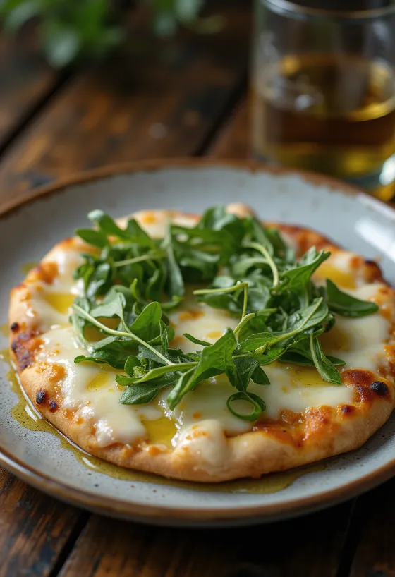 Pizza Bianca con Rucola með klettasalati og osti